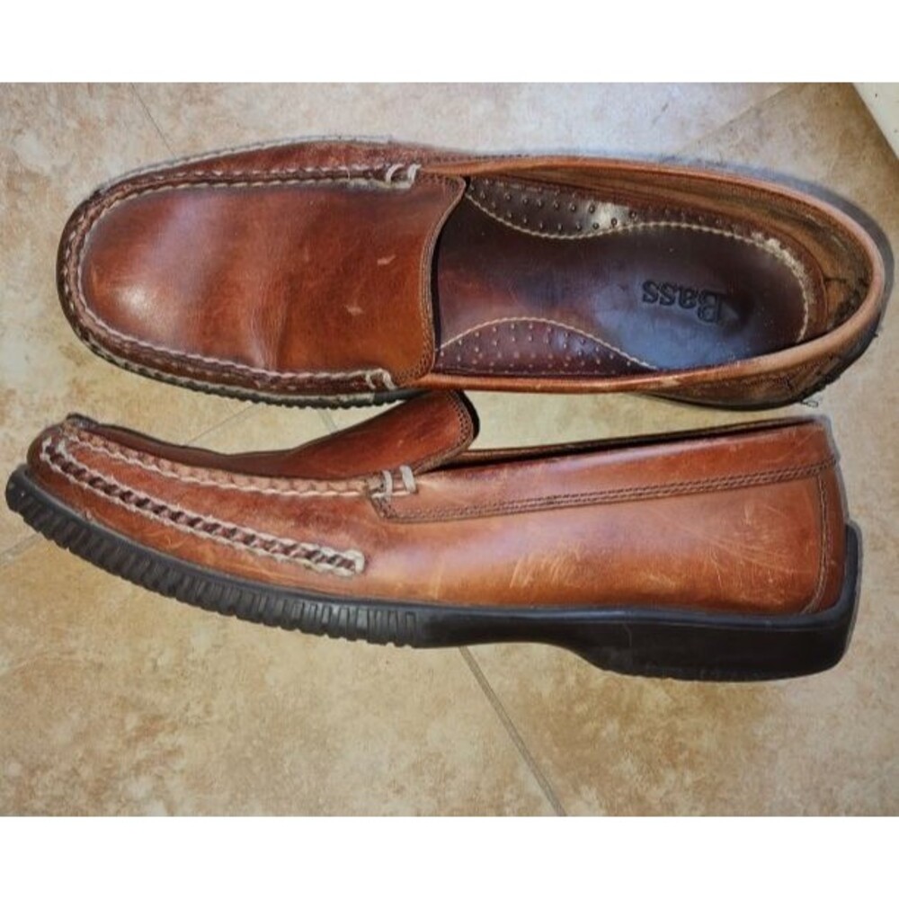 Men's Bass Fairview Brown Leather Loafers Shoes Size 11.5 Made in Brazil